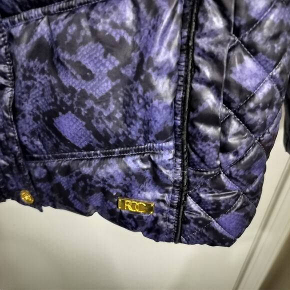 4523) Rocawear Y2K Women Purple Snake Print Puffer Winter Jacket Large - Picture 11 of 14